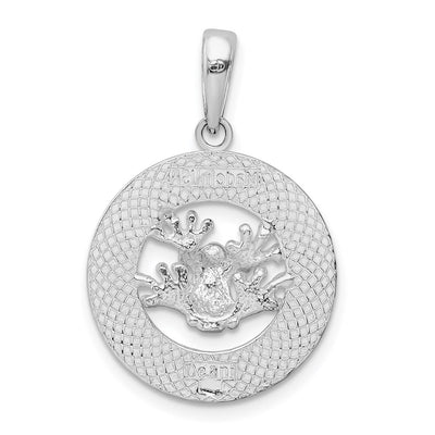De-Ani Sterling Silver Rhodium-Plated Polished Antigua W.I. Circle Frog Pendant