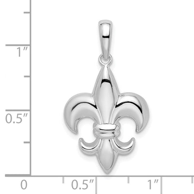 De-Ani Sterling Silver Rhodium-Plated Polished Medium Fleur de Lis Pendant