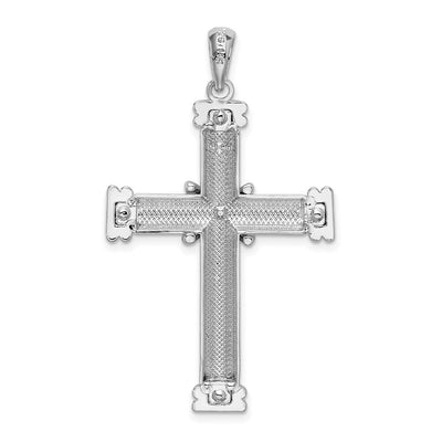 De-Ani Sterling Silver Rhodium-Plated Polished X-Center Latin Cross Pendant