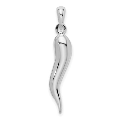 De-Ani Sterling Silver Rhodium-Plated Polished 3D Italian Horn Pendant