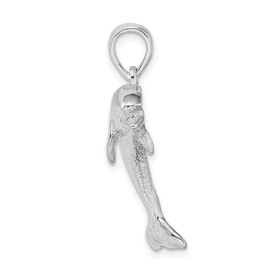 De-Ani Sterling Silver Rhodium-Plated Polished Jumping Dolphin Pendant