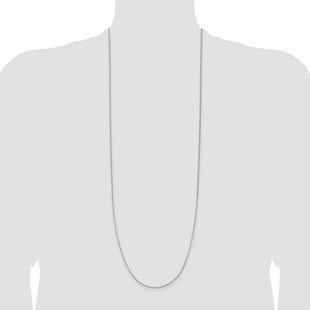 Sterling Silver Beveled Oval Cable Chain (Style QCA050-36)
