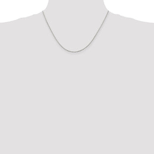 Sterling Silver Rhodium-plated Beveled Oval Cable Chain