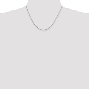 Sterling Silver Rhodium-plated Beveled Oval Cable Chain