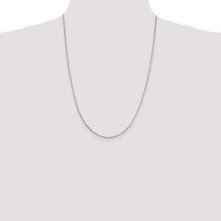 Sterling Silver Rhodium-plated Beveled Oval Cable Chain