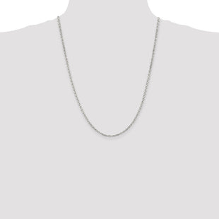 Sterling Silver Beveled Oval Cable Chain (Style QCA080-24)