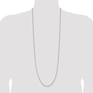 Sterling Silver Beveled Oval Cable Chain (Style QCA080-36)