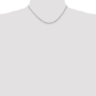 Sterling Silver Rhodium-plated Beveled Oval Cable Chain