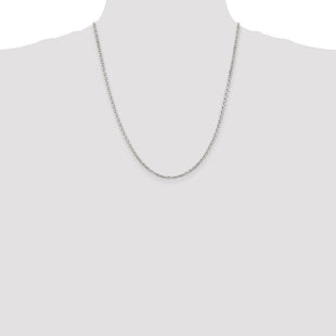 Sterling Silver Rhodium-plated Beveled Oval Cable Chain
