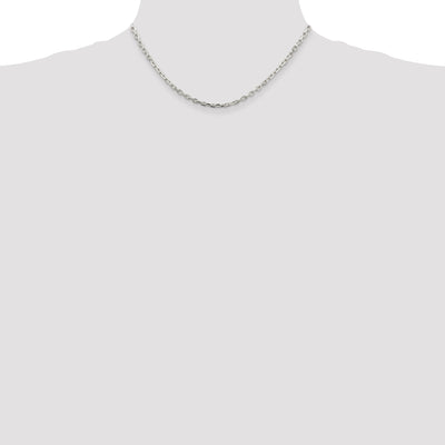 Sterling Silver Beveled Oval Cable Chain, 16 x 3.25mm