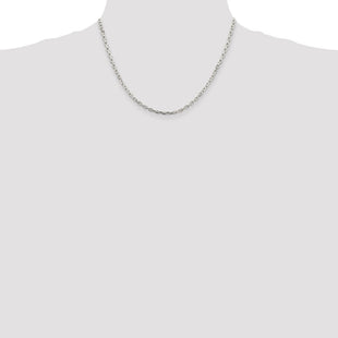 Sterling Silver Beveled Oval Cable Chain (Style QCA100-18)