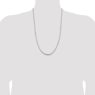 Sterling Silver Beveled Oval Cable Chain (Style QCA100-26)