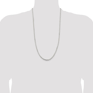 Sterling Silver Beveled Oval Cable Chain (Style QCA100-28)