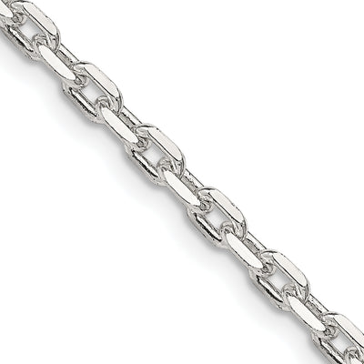 Sterling Silver Beveled Oval Cable Chain, 16 x 3.25mm