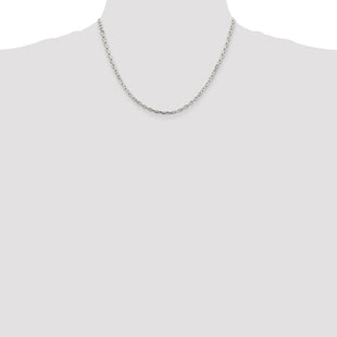 Sterling Silver Rhodium-plated Beveled Oval Cable Chain