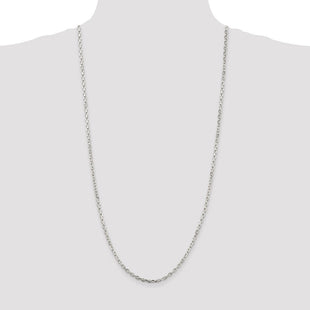 Sterling Silver Rhodium-plated Beveled Oval Cable Chain (Style QCA100R-30)