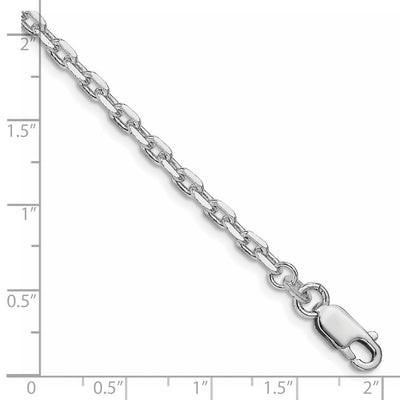 Sterling Silver Rhodium-plated Beveled Oval Cable Bracelet, 7 x 3.25mm