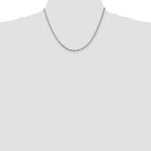 Sterling Silver Beveled Oval Cable Chain (Style QCA120-18)