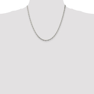 Sterling Silver Beveled Oval Cable Chain (Style QCA120-20)