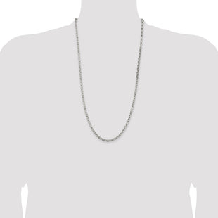 Sterling Silver Beveled Oval Cable Chain (Style QCA120-28)