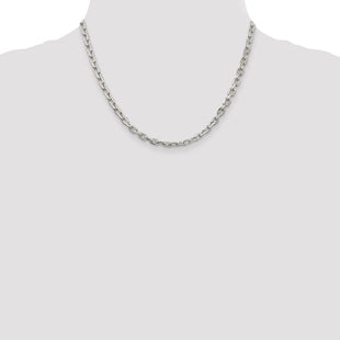 Sterling Silver Rhodium-plated Beveled Oval Cable Chain