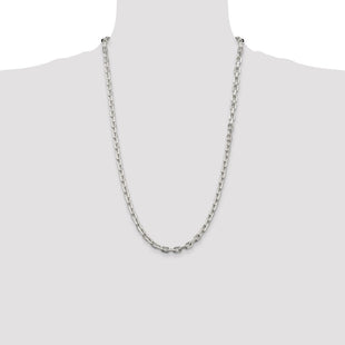 Sterling Silver Beveled Oval Cable Chain (Style QCA170-26)
