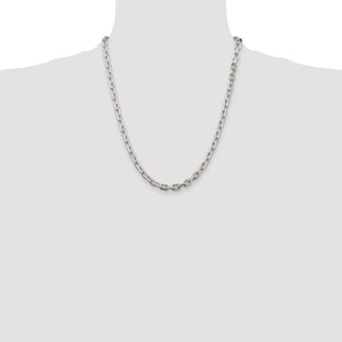Sterling Silver Rhodium-plated Beveled Oval Cable Chain