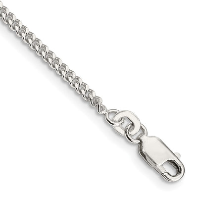 Sterling Silver Curb Chain Anklet, 9 x 2mm