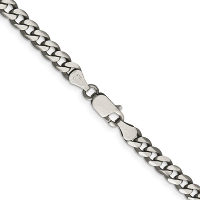 Sterling Silver Antiqued Curb Chain, 18 x 6mm