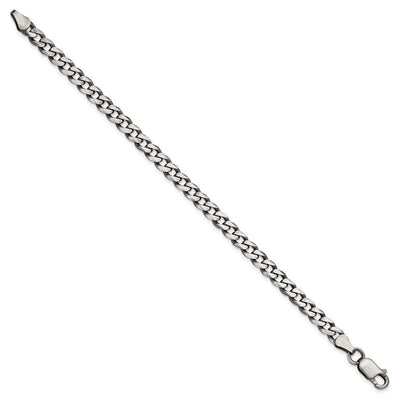 Sterling Silver Antiqued Curb Bracelet, 7 x 6mm