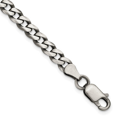 Sterling Silver Antiqued Curb Bracelet, 7 x 6mm