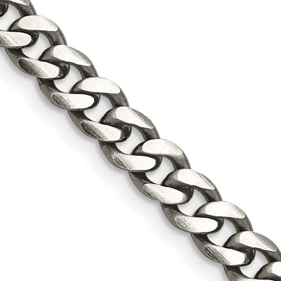 Sterling Silver Antiqued Curb Chain, 18 x 6mm