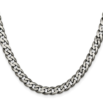 Sterling Silver Antiqued Curb Chain, 16 x 6.5mm