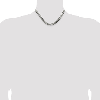Sterling Silver Antiqued Curb Chain, 16 x 6.5mm