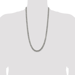 Sterling Silver Antiqued Curb Chain (Style QCB180A-28)
