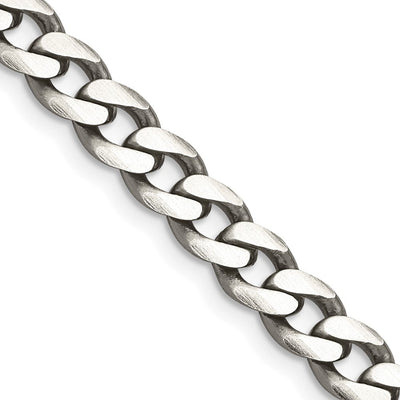 Sterling Silver Antiqued Curb Chain, 18 x 8.3mm