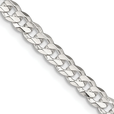 Sterling Silver Concave Beveled Curb Chain, 16 x 4.5mm