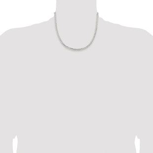 Sterling Silver Rhodium-plated Concave Beveled Curb Chain (Style QCBC120R-18)