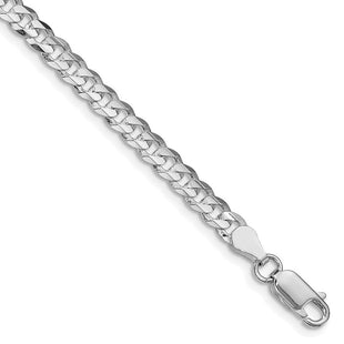 Sterling Silver Rhodium-plated Concave Beveled Curb Chain (Style QCBC120R-8)