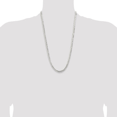Sterling Silver Concave Beveled Curb Chain, 20 x 5.65mm