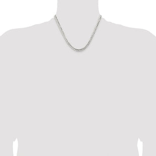 Sterling Silver Rhodium-plated Concave Beveled Curb Chain (Style QCBC150R-18)