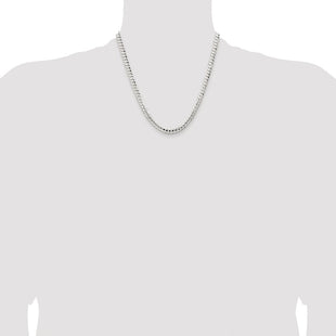 Sterling Silver Rhodium-plated Concave Beveled Curb Chain (Style QCBC150R-20)