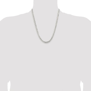 Sterling Silver Rhodium-plated Concave Beveled Curb Chain (Style QCBC150R-22)