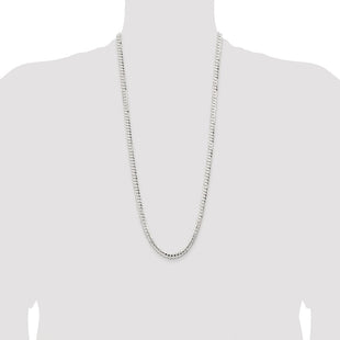 Sterling Silver Rhodium-plated Concave Beveled Curb Chain (Style QCBC150R-30)