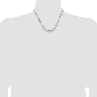 Sterling Silver Rhodium-plated Concave Beveled Curb Chain (Style QCBC180R-18)
