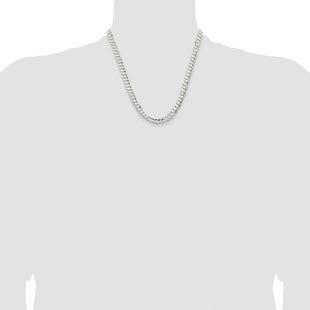 Sterling Silver Rhodium-plated Concave Beveled Curb Chain (Style QCBC180R-20)