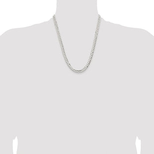 Sterling Silver Rhodium-plated Concave Beveled Curb Chain (Style QCBC180R-22)