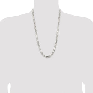 Sterling Silver Rhodium-plated Concave Beveled Curb Chain (Style QCBC180R-26)