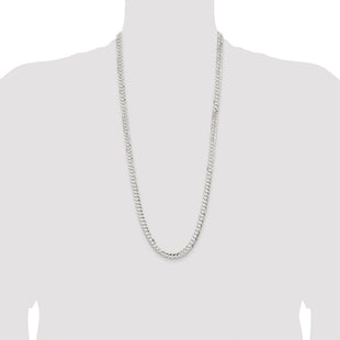 Sterling Silver Rhodium-plated Concave Beveled Curb Chain (Style QCBC180R-30)
