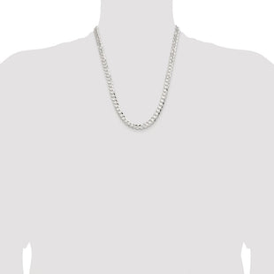 Sterling Silver Rhodium-plated Concave Beveled Curb Chain (Style QCBC200R-22)